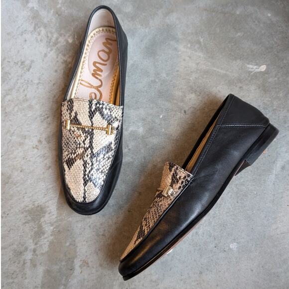 Sam Edelman Loraine Black Snake Classic Almond Toe Slip-on Loafer, size 7 - Picture 1 of 6